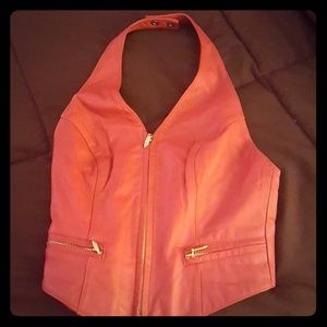 Sexy Leather backless vest